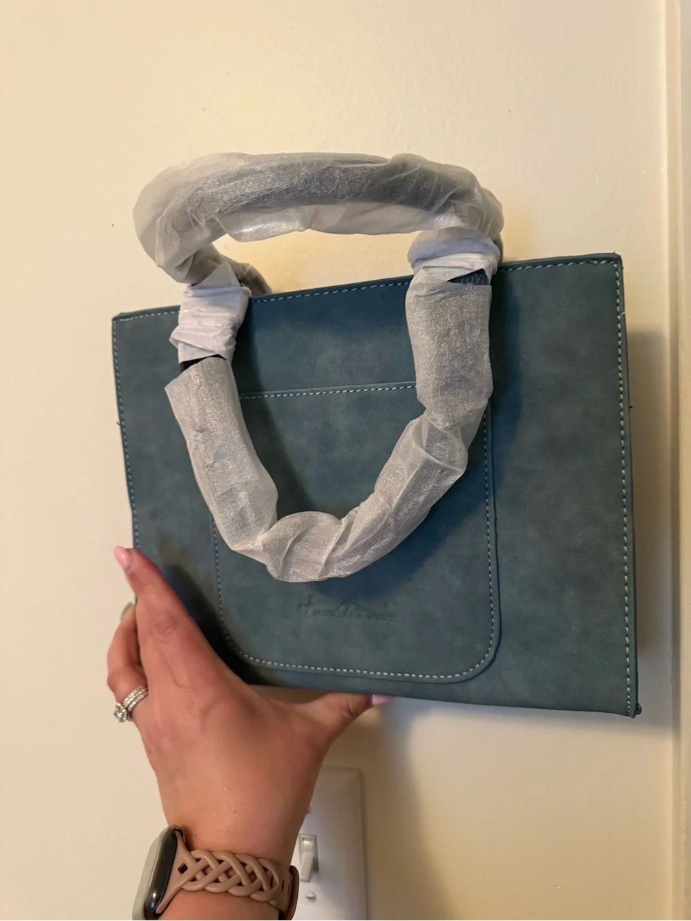 Montana West Teal and Navy Embroidered Crossbody Tote